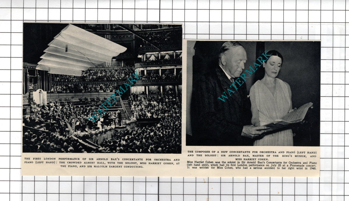 Sir Arnold Bax  Miss Harriet Cohen Albert Hall - 1950 Cutting