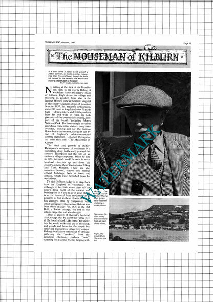 Robert Thompson The Mouseman Of Kilburn Yorkshire  - 1980 Article