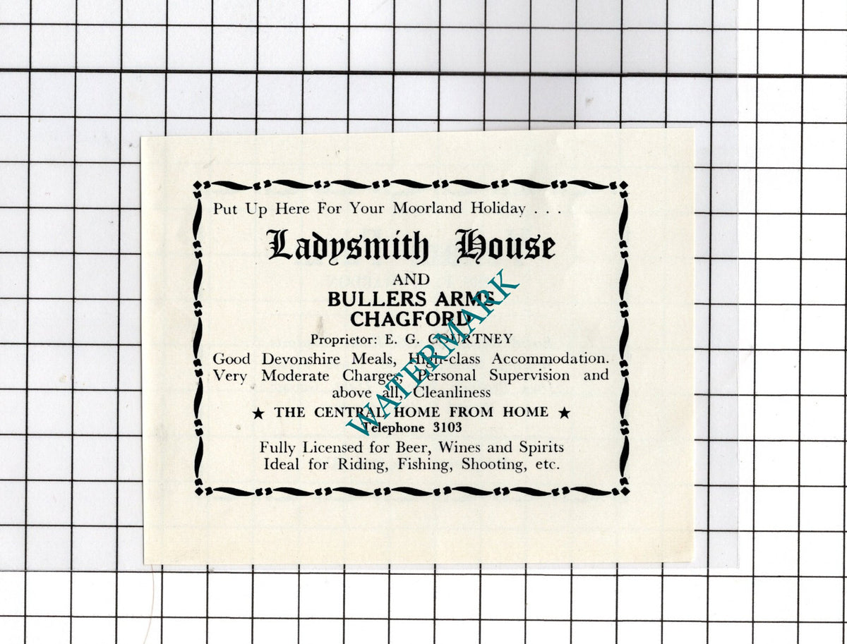 Ladysmith House Chagford Devon Courtney / Yellam Farm Smardon   -c.1940s  Advert