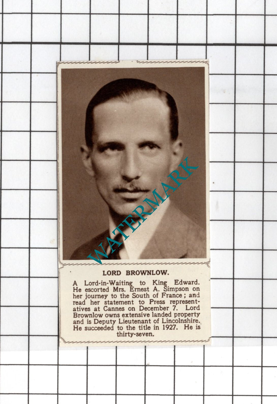 Lord Brownlow - 1936 Small News Clipping