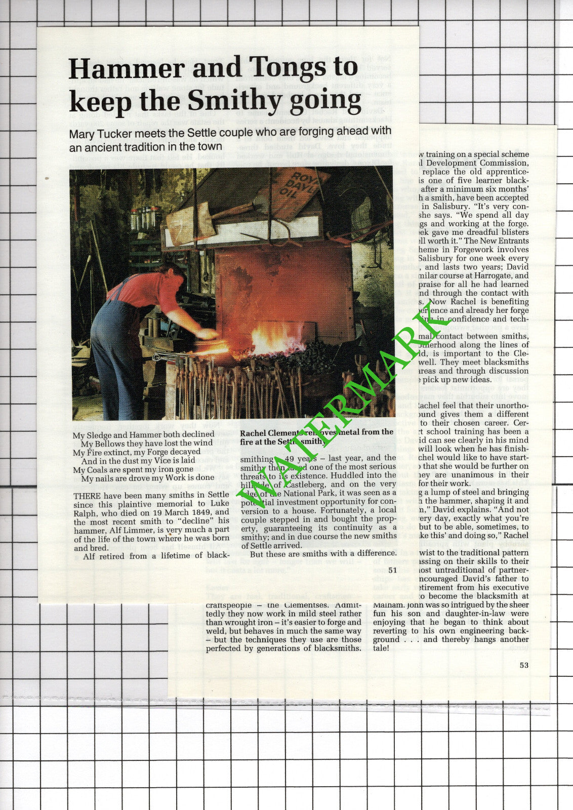 David & Rachel Clements Settle Yorkshire Blacksmiths - 1994 Small Article