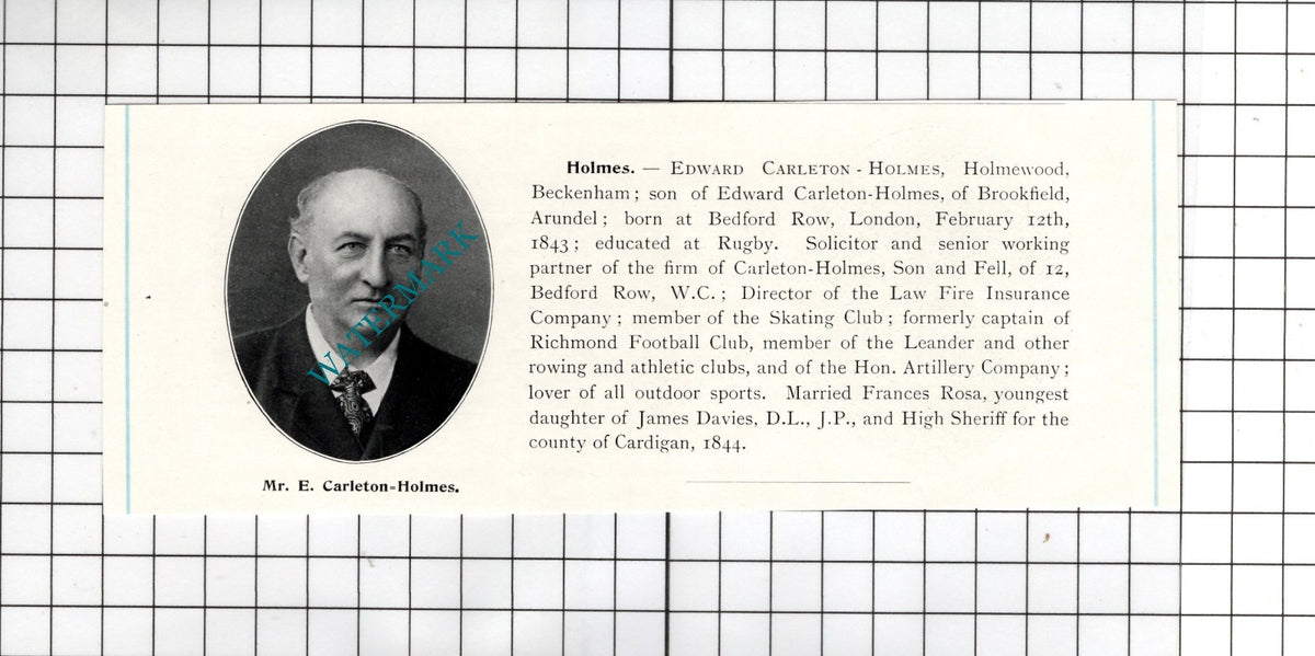 Arthur Hepburn Hastie East Grinstead / Edward Carleton-Holmes - c.1905 Clipping