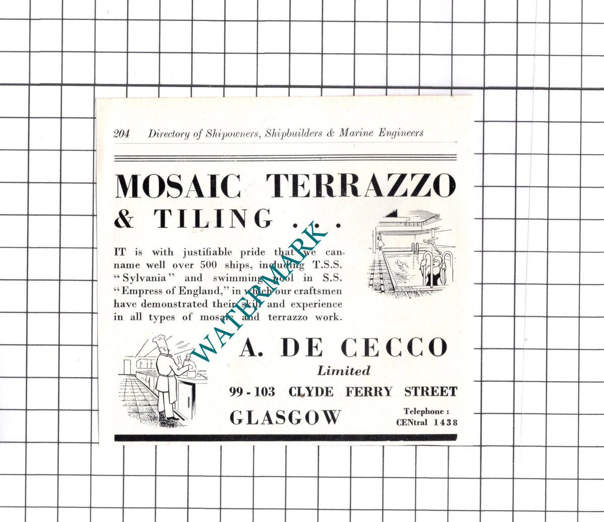 M Wawn & Son Sunderland / A De Cecco Glasgow - c.1957 Small Advert
