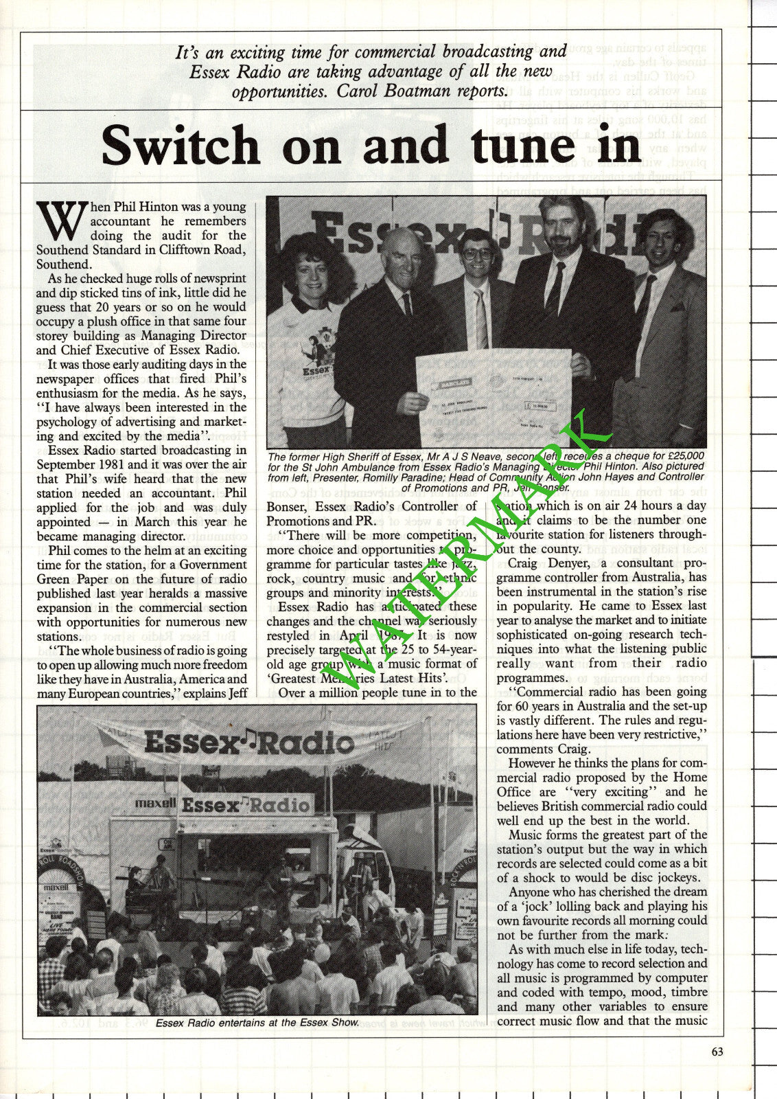 Essex Radio Phil Hinton Jeff Bonser -  - 1988 Article