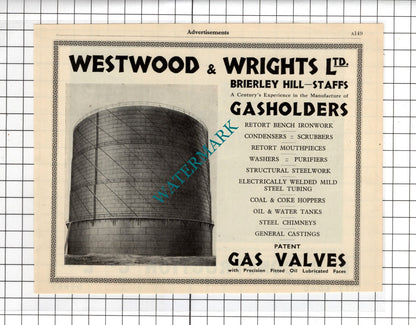 F C Construction Co Ltd Derby / Westwood & Wrights Ltd Gasholders -  1951 Advert