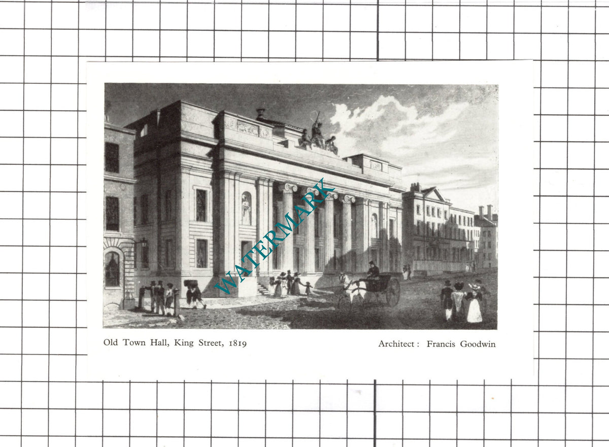 Old Town Hall King Street Manchester Francis Goodwin   - 1956 Small Clipping