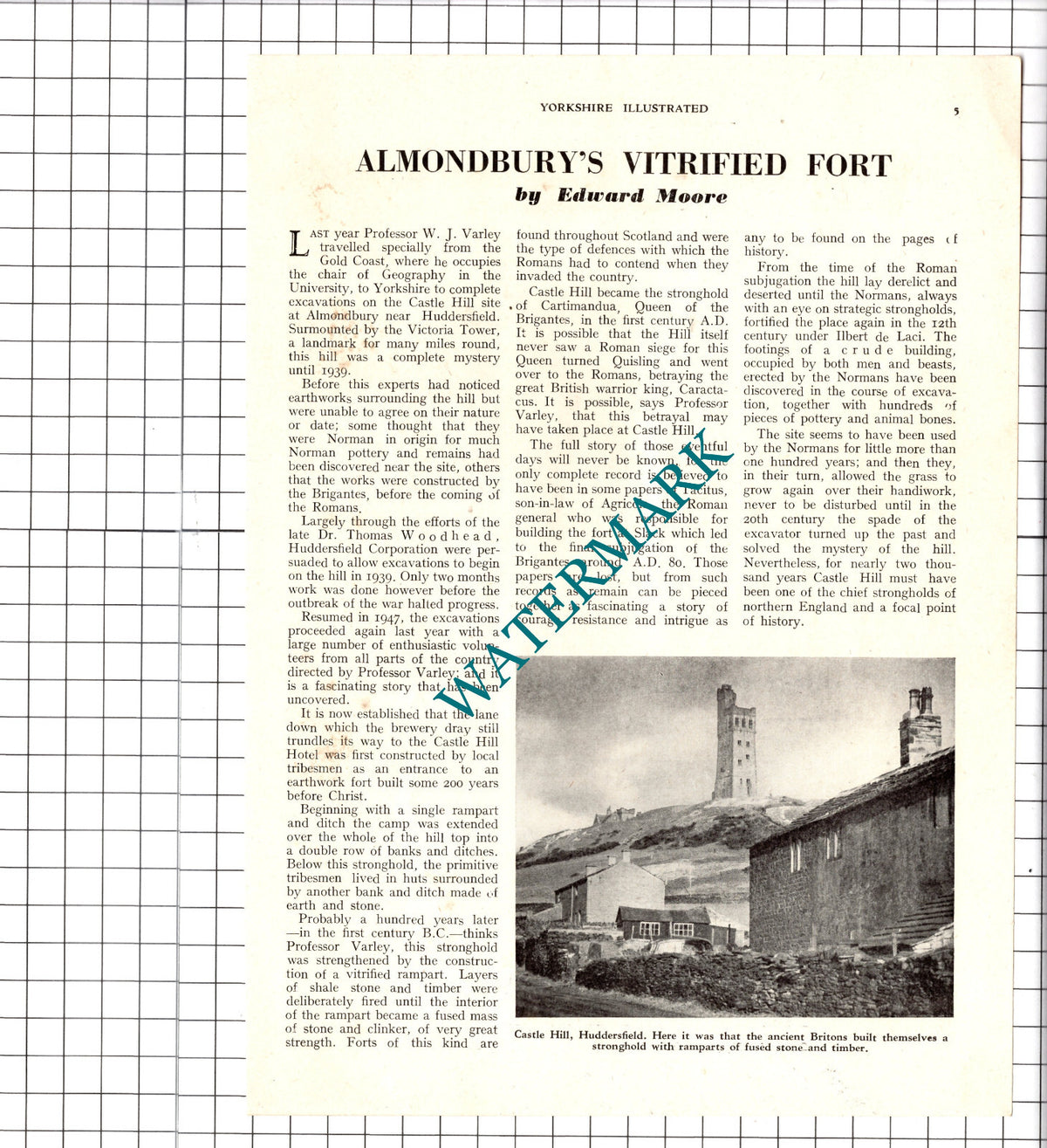 Almondbury Fort Castle Hill Huddersfield Professor W J Varley  - 1949 Article