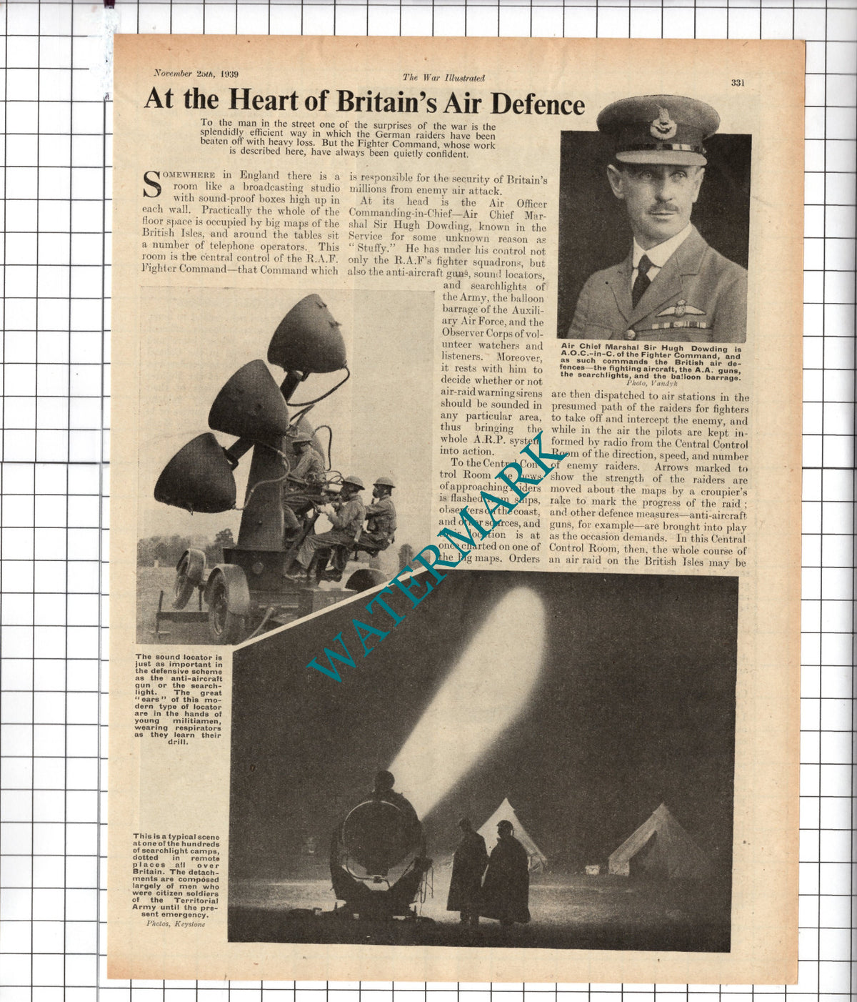 Air Chief Marshal Sir Hugh Dowding World War Two WW2 - 1939 Article