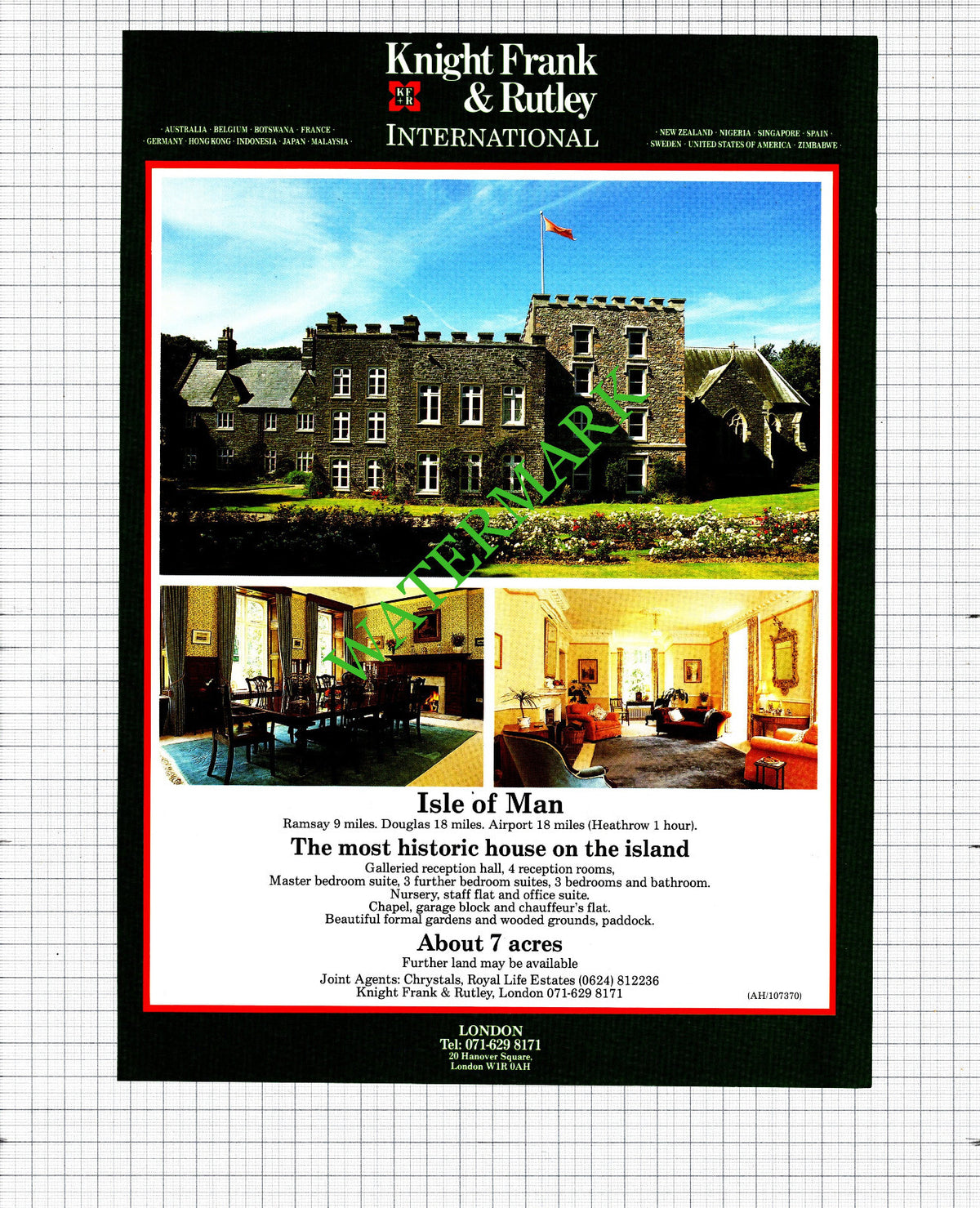 Isle Of Man House Sale Advert - 1991 Cutting