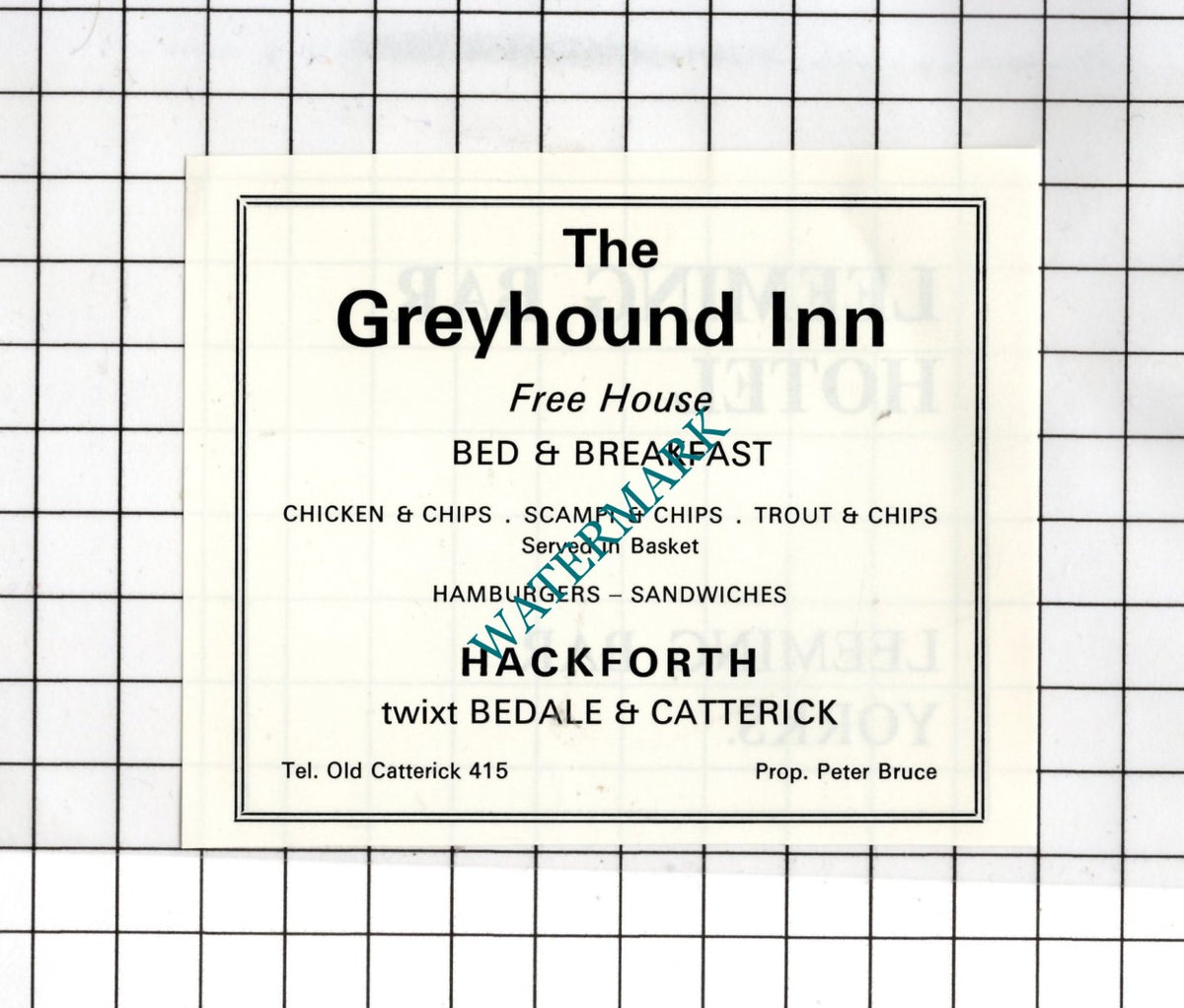 The Greyhound Inn Hackforth Bedale North Yorkshire   - c.1968 SMALL Advert