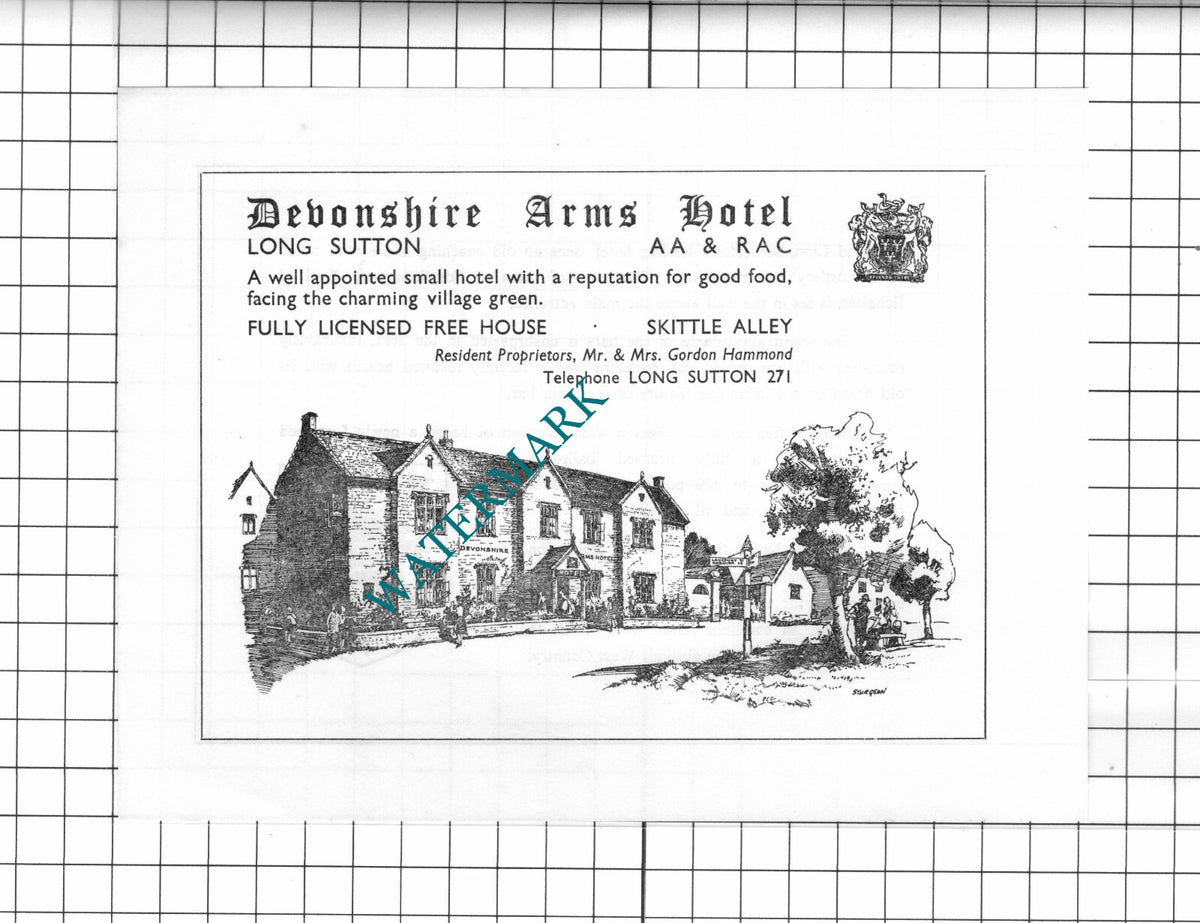 Devonshire Arms Hotel Long Sutton Somerset Gordon Hammond  - 1971  Advert