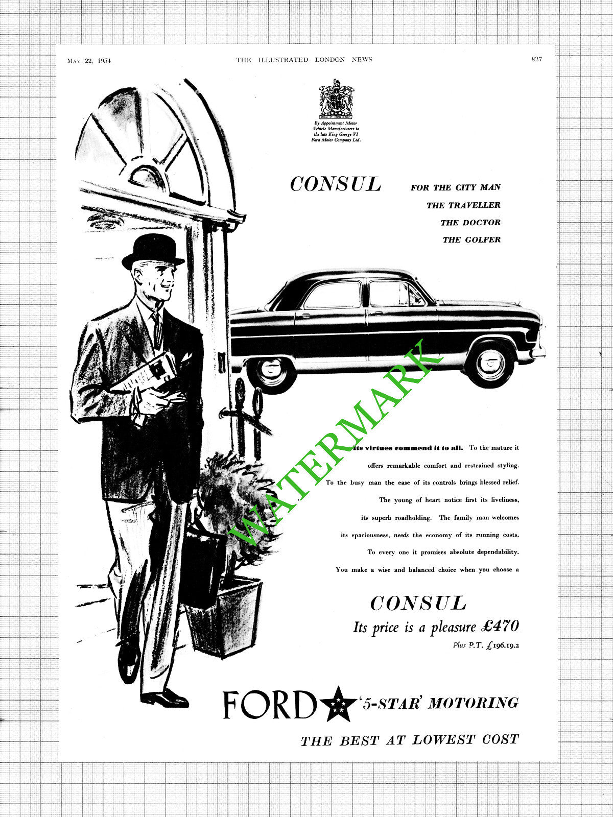 Ford Consul Car ADVERT - 1954 Cutting / Print