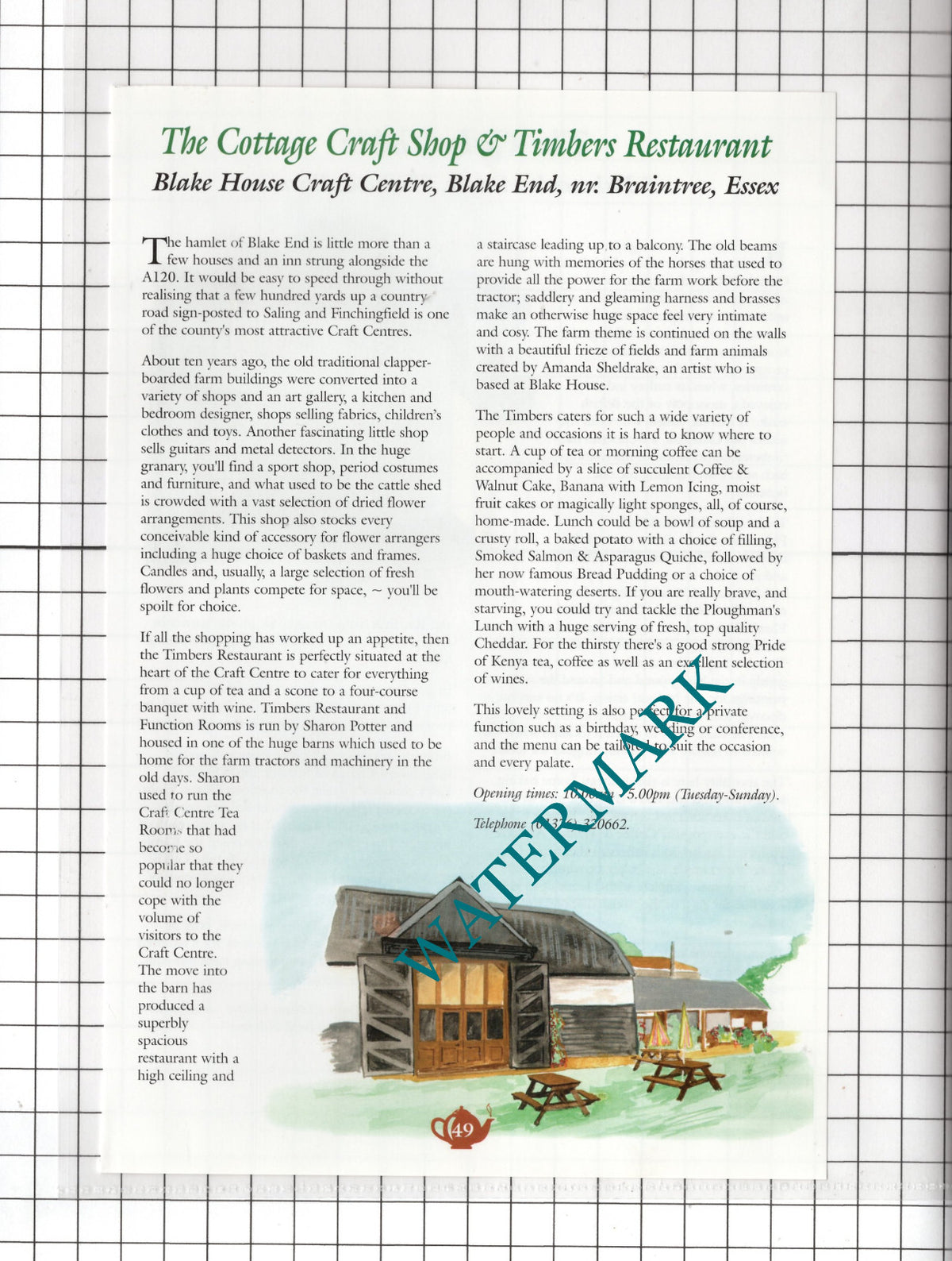Cake Table Thaxted Essex Mead  Timbers Restaurant Blake End Essex  c.2001 Advert
