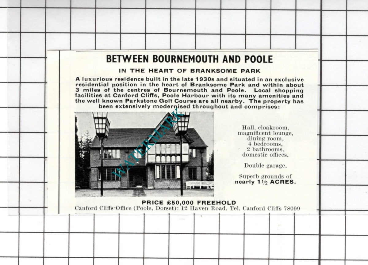 Branksome Park Dorset Small House Sale Advert - 1972