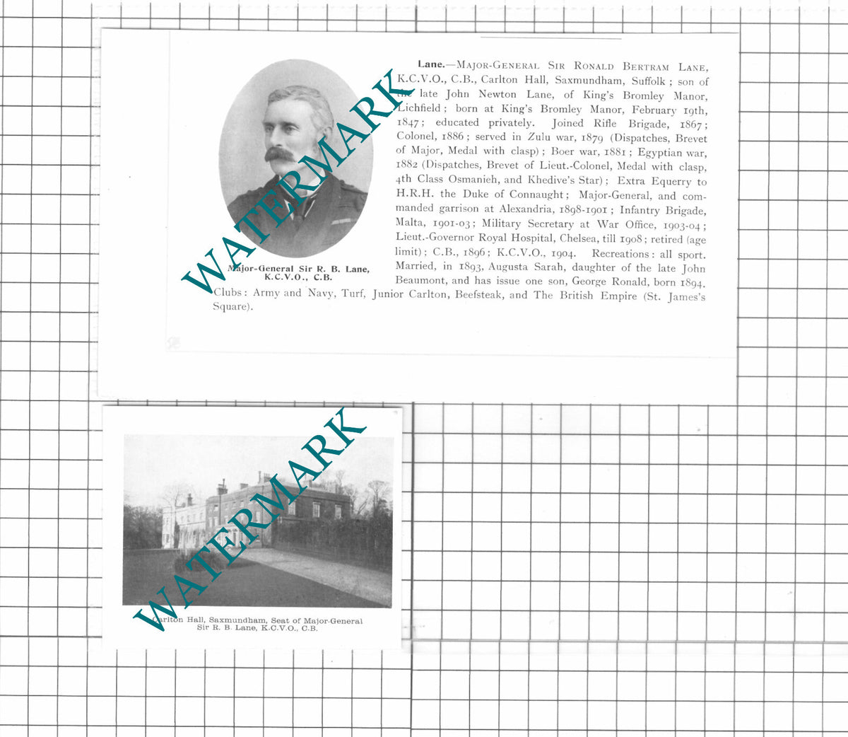 Sir Ronald Bertram Lane Carlton Hall Saxmundham Suffolk - 1911 Two-Part Clipping