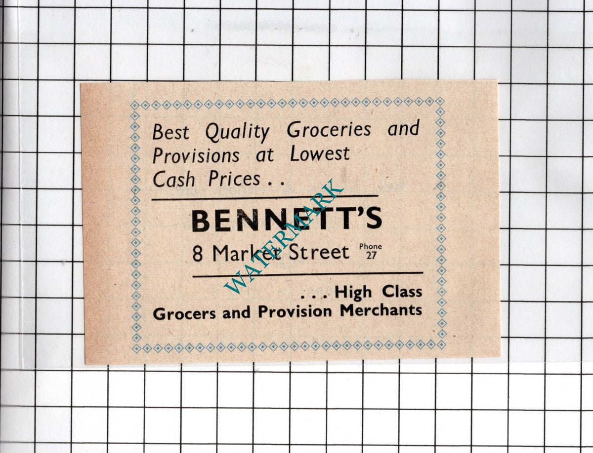 Bennett's Grocers  Ely Cambridgeshire  -  1949 Small Advert