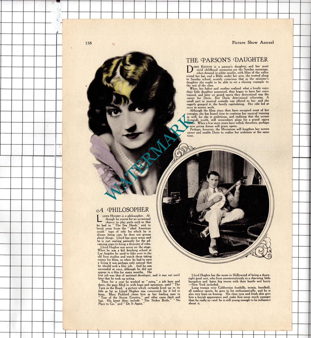 Doris Kenyon Actress  Lloyd Hughes Actor  - 1929 Clipping