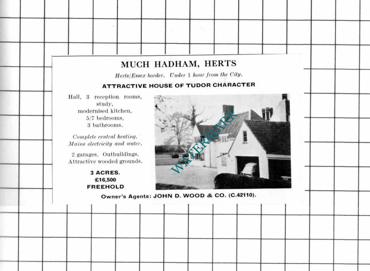 Much Haddam Hertfordshire Small House Sale Advert - 1967 Clipping