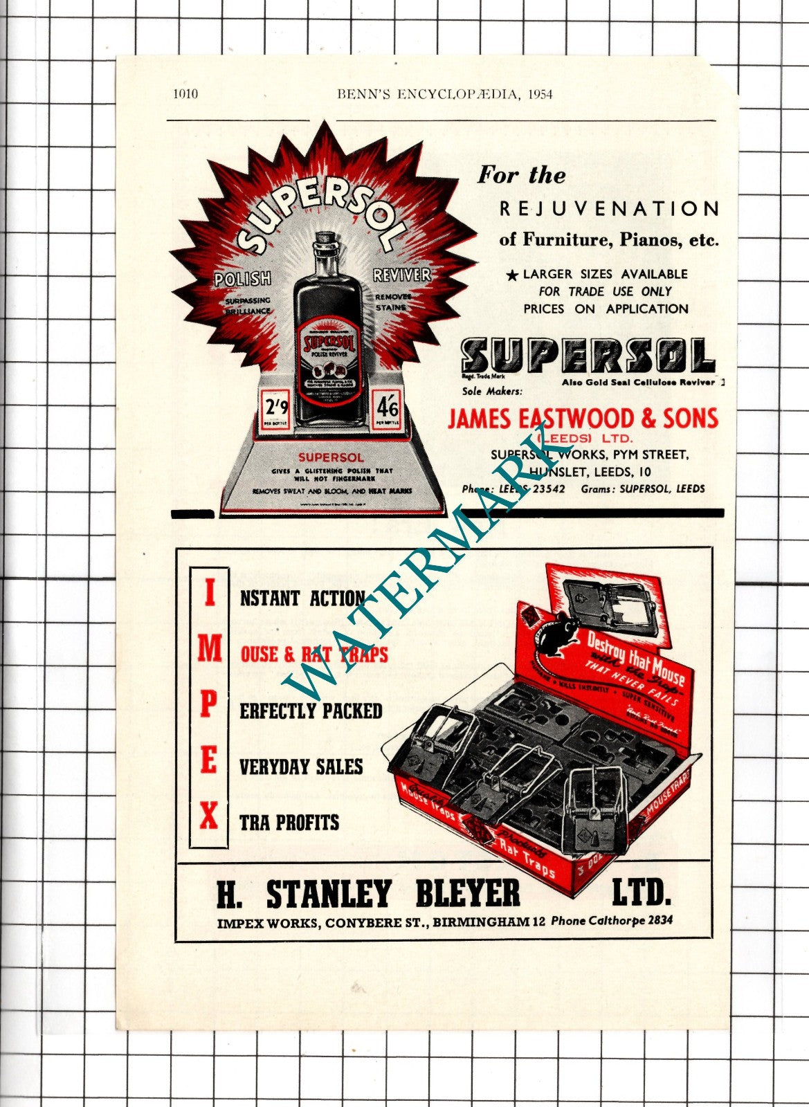 S B Weston Teddington / James Eastwood Leeds / H Stanley Bleyer Ltd- 1954 Advert