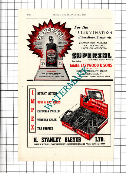 S B Weston Teddington / James Eastwood Leeds / H Stanley Bleyer Ltd- 1954 Advert