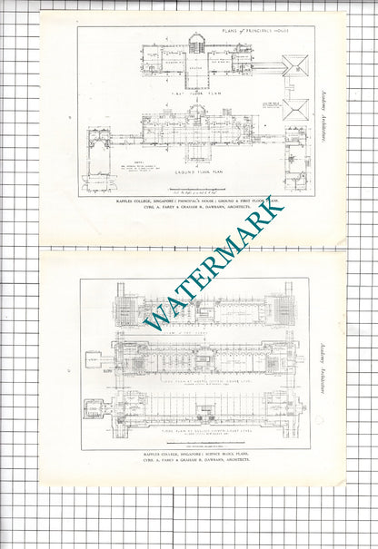 Raffles College Singapore Cyril A Farey Graham Dawbarn - c.1930's Book Prints