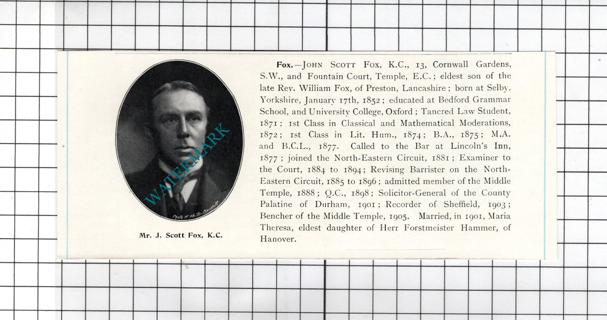 John Scott Fox Selby Yorkshire / Joseph Gatey Keswick Cumbria  -  1905 Clipping