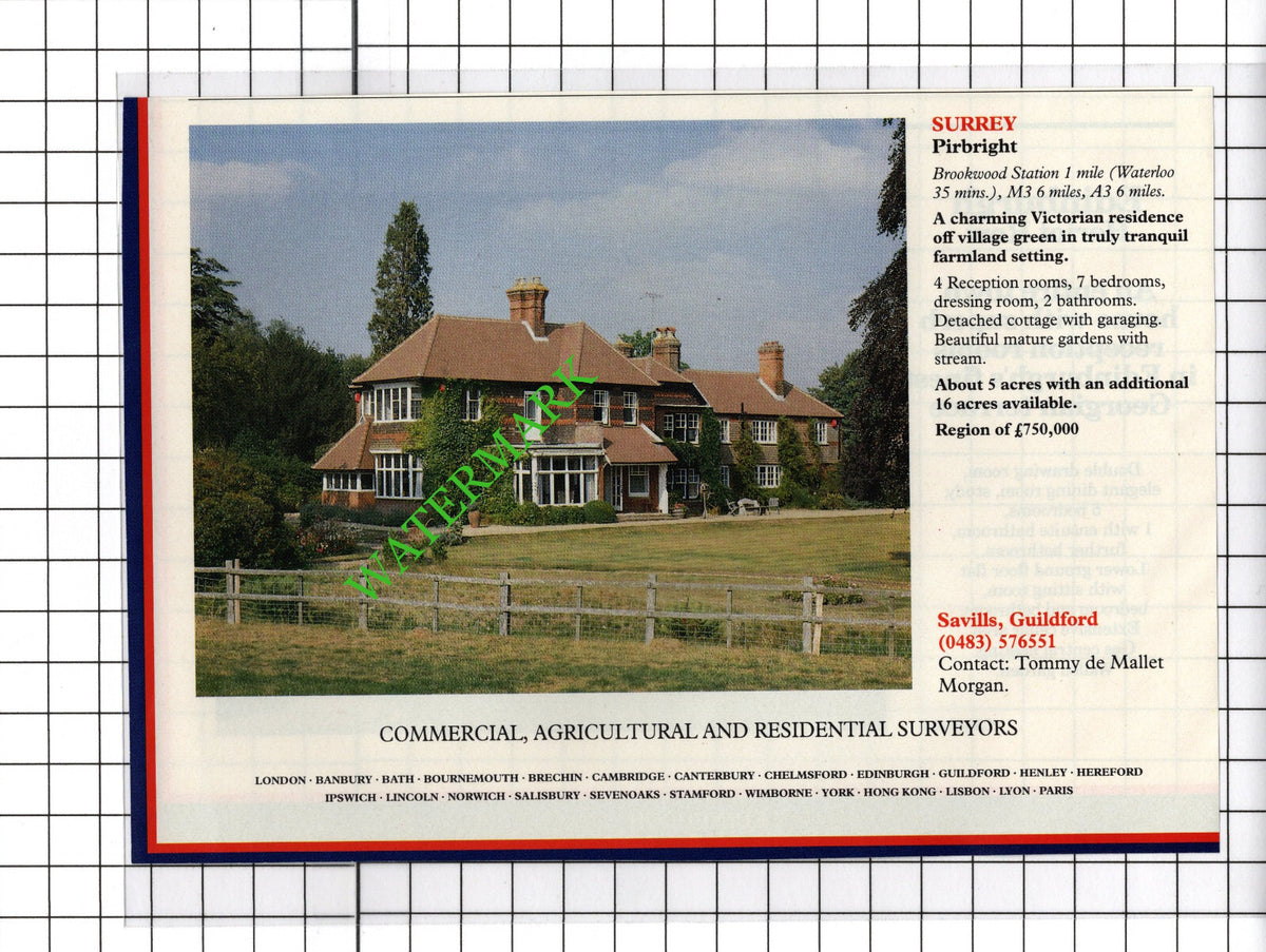 Pirbright Surrey / Heriot Row Edinburgh House Sale Advert - c.1991 Cutting