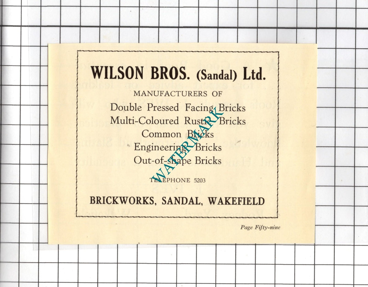 Wilson Bros (Sandal) Ltd Wakefield / J Ives Wakefield Roofer - 1939 Small Advert