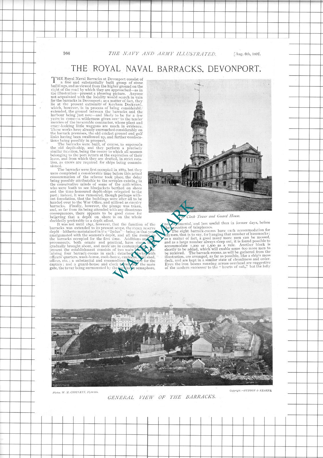 The Royal Naval Barracks Devonport  Captain Charles Johnstone - 1897 Article