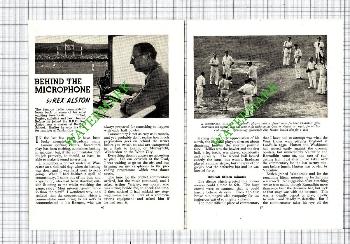 Rex Alston Commentator  - 1951 Article