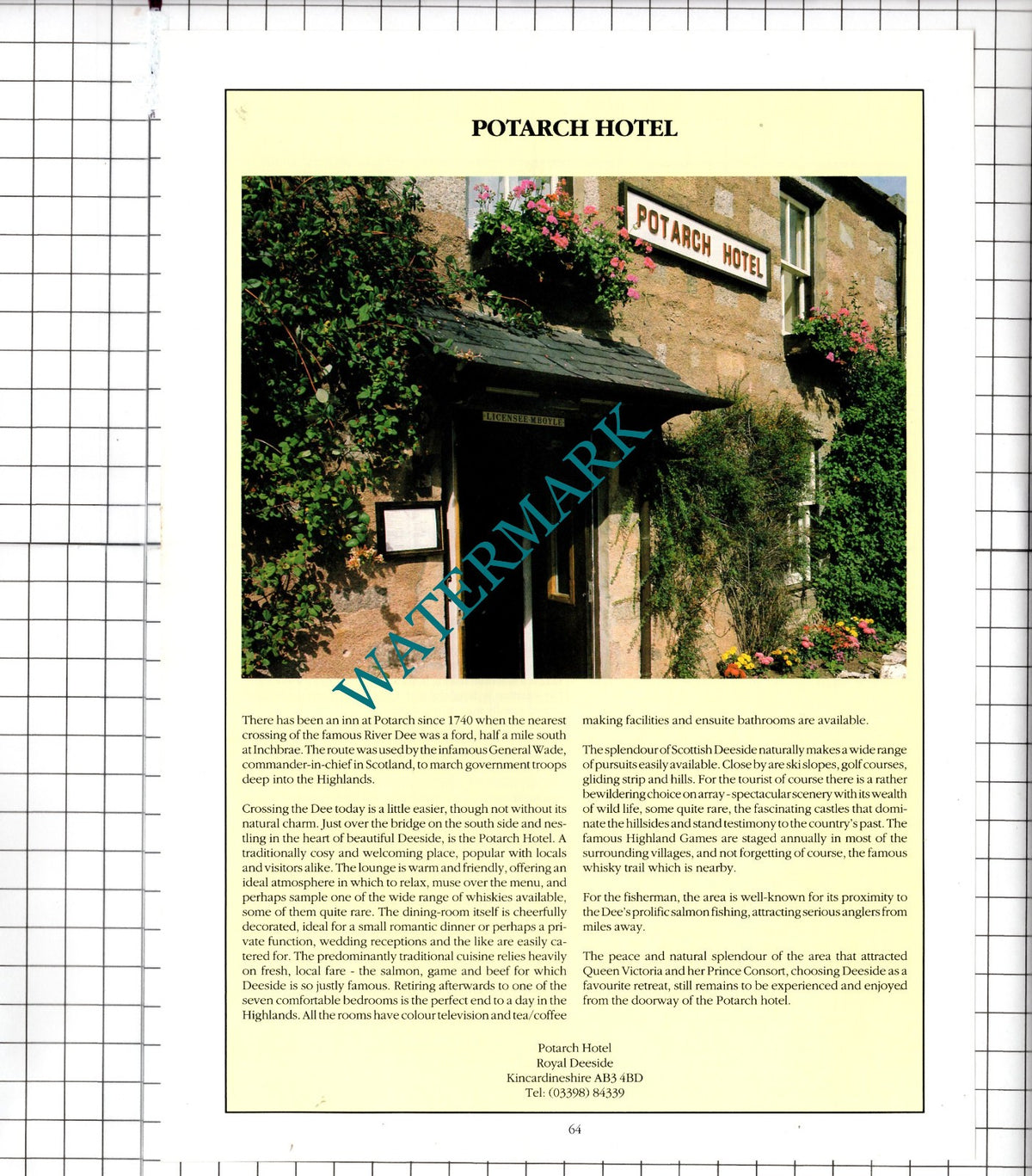 Potarch Hotel Royal Deeside Kincardineshire  Scotland - 1991 Advert
