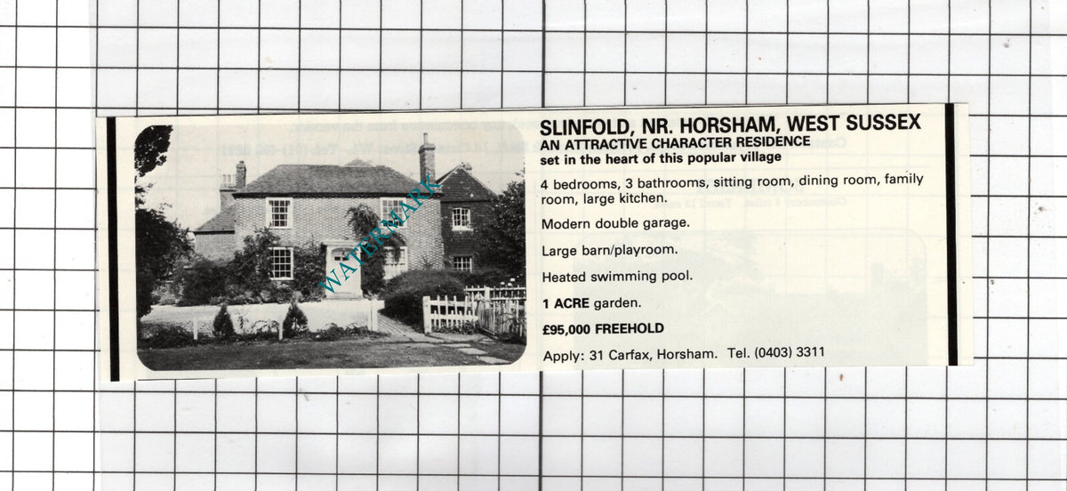 Slinfold Sussex - 1980 Small House Sale  Advert