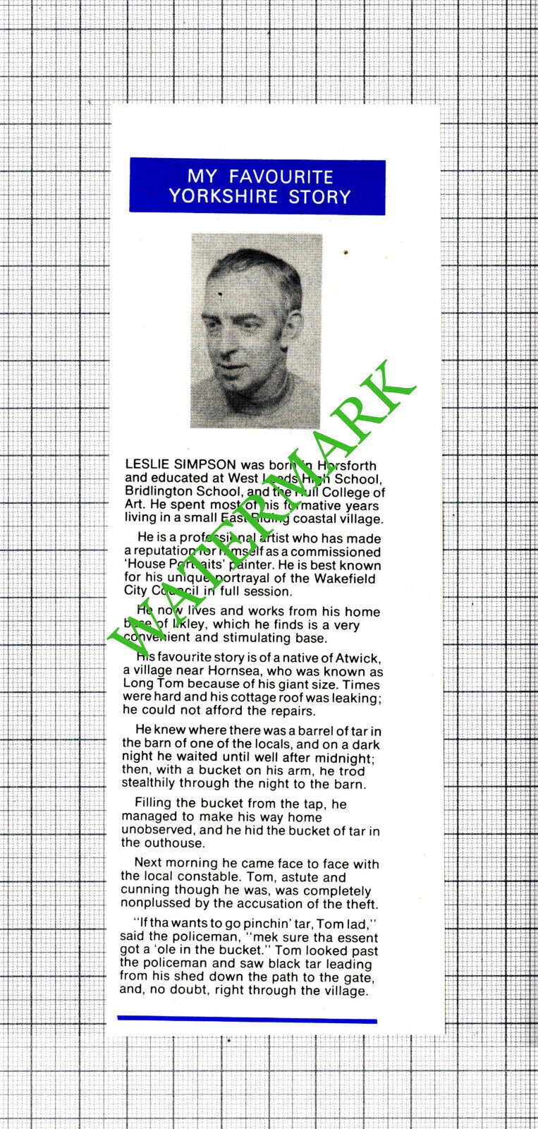 Leslie Simpson Horsforth Ilkley Artist - 1980 Cutting