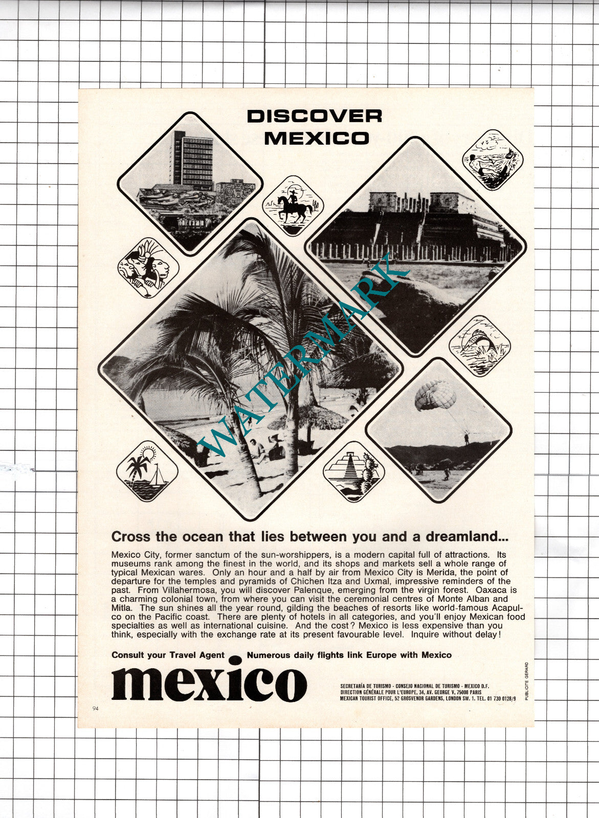 Mexico Tourism ADVERT - 1977 Clipping