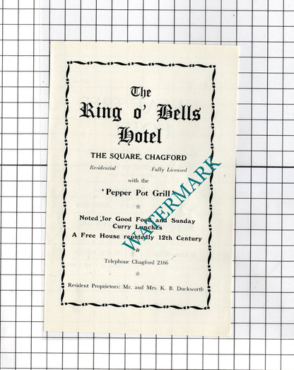 The Ring O Bells Hotel Chagford Devon / Great Tree Hotel     -c.1940s Advert