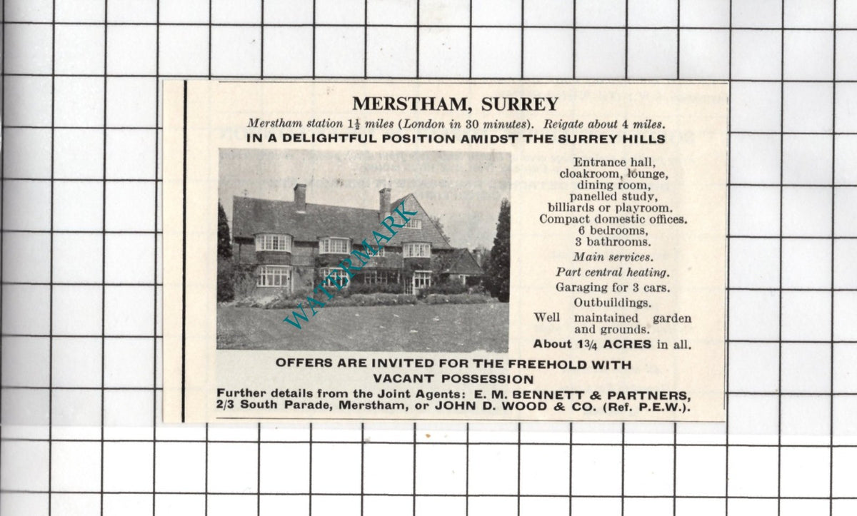 Merstham Surrey  - 1967 SMALL House Sale Advert