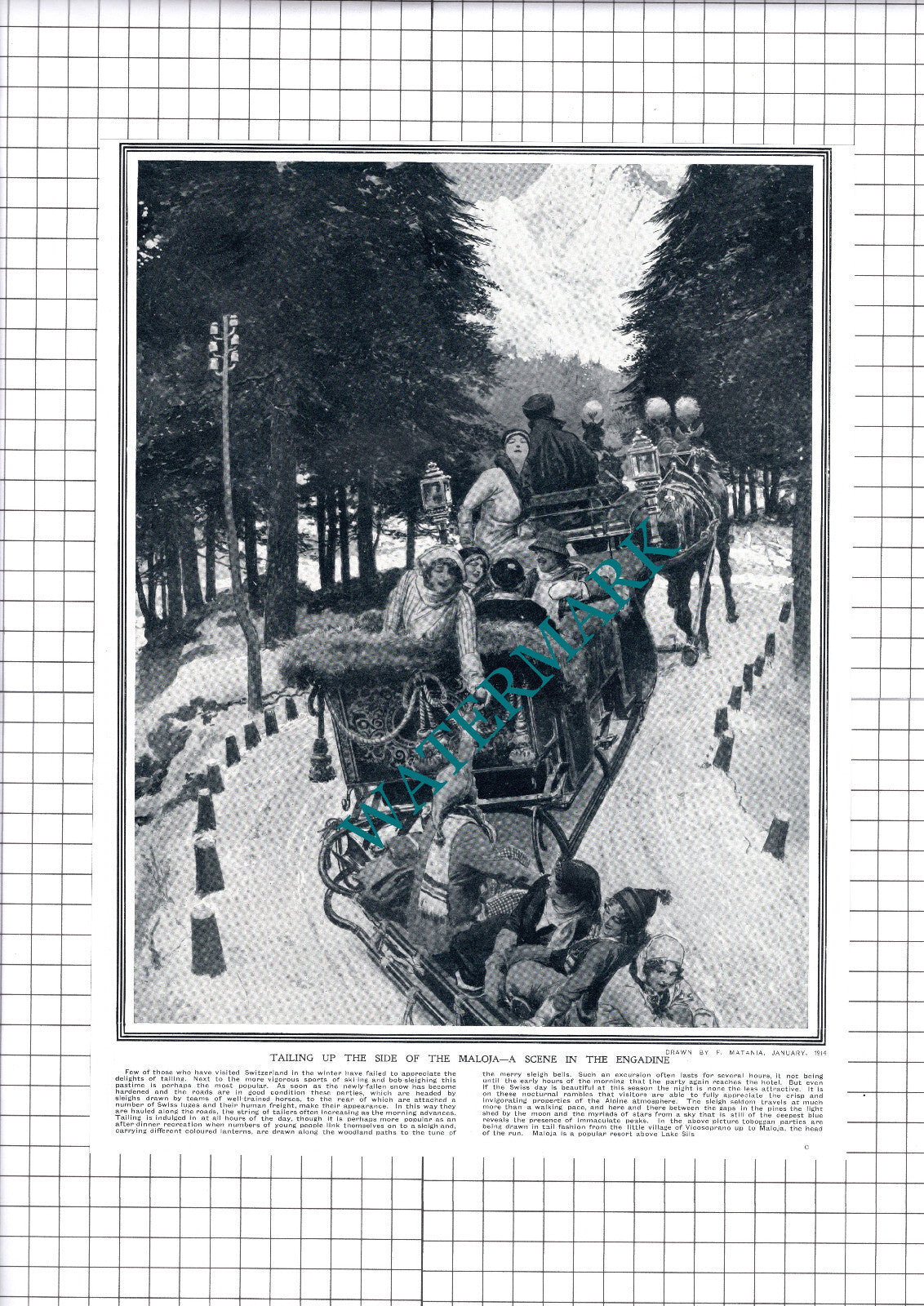 Maloja Engadine Switzerland Tailing  -  1914 Clipping / Print