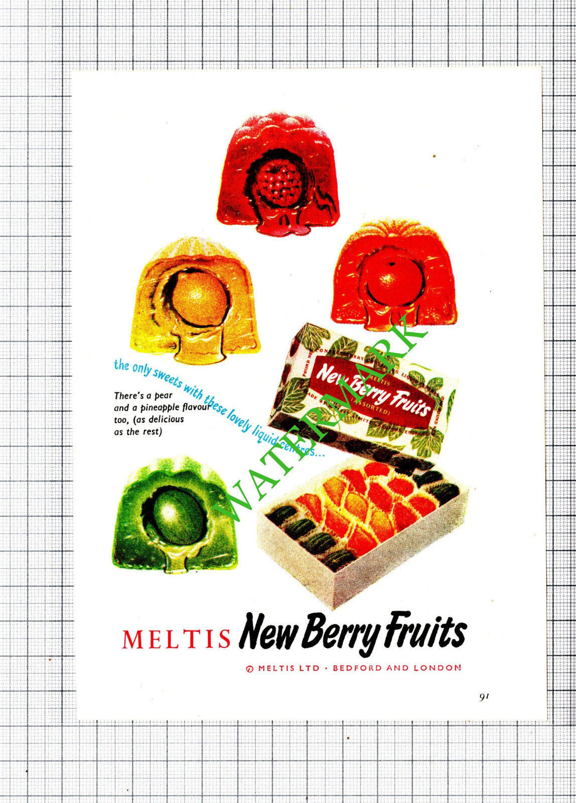 Meltis New Berry Fruits Small Advert - 1955 Cutting