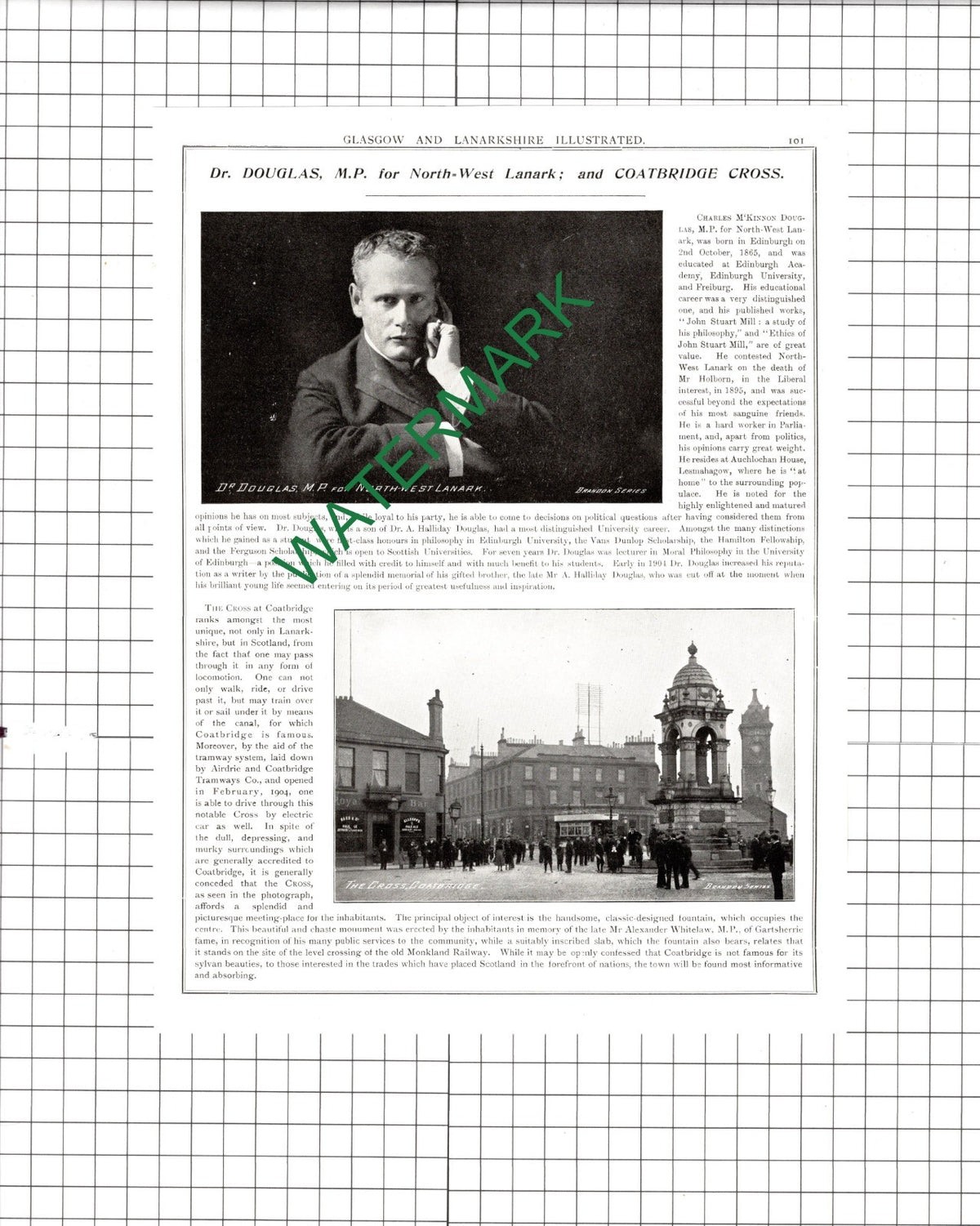Charles Mackinnon Douglas MP / Provost McCosh Coatbridge Scotland - 1904 Article