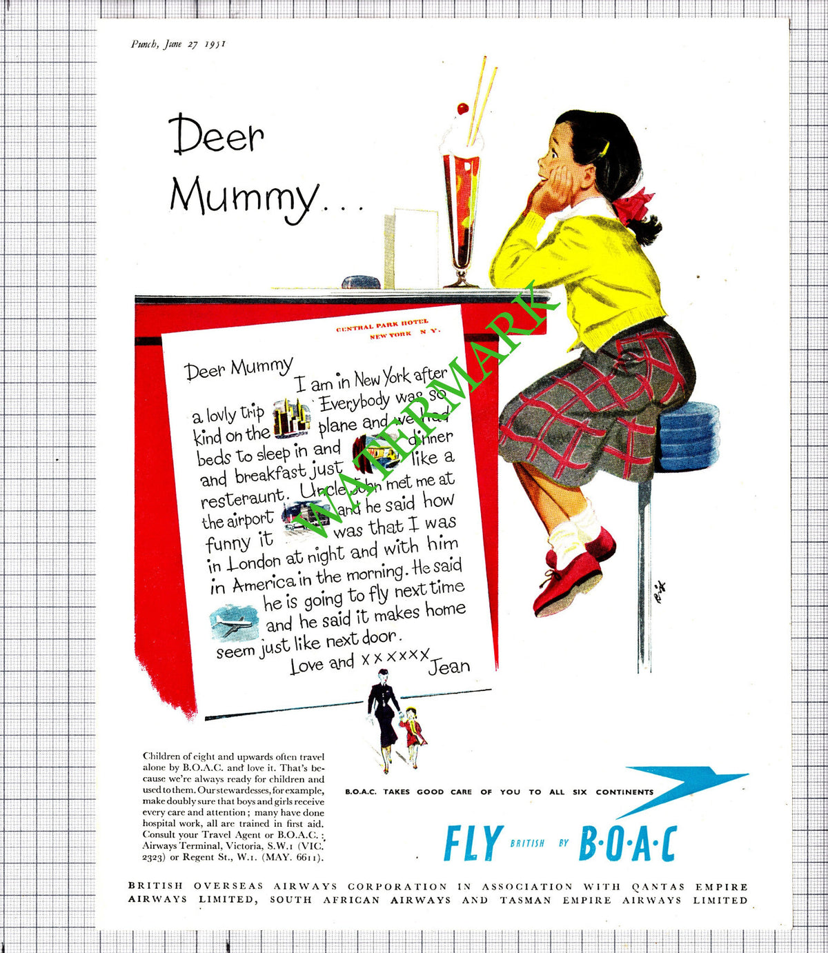 BOAC Airline / Quosh H W Carter & Co Coleford Advert - 1951 Cutting