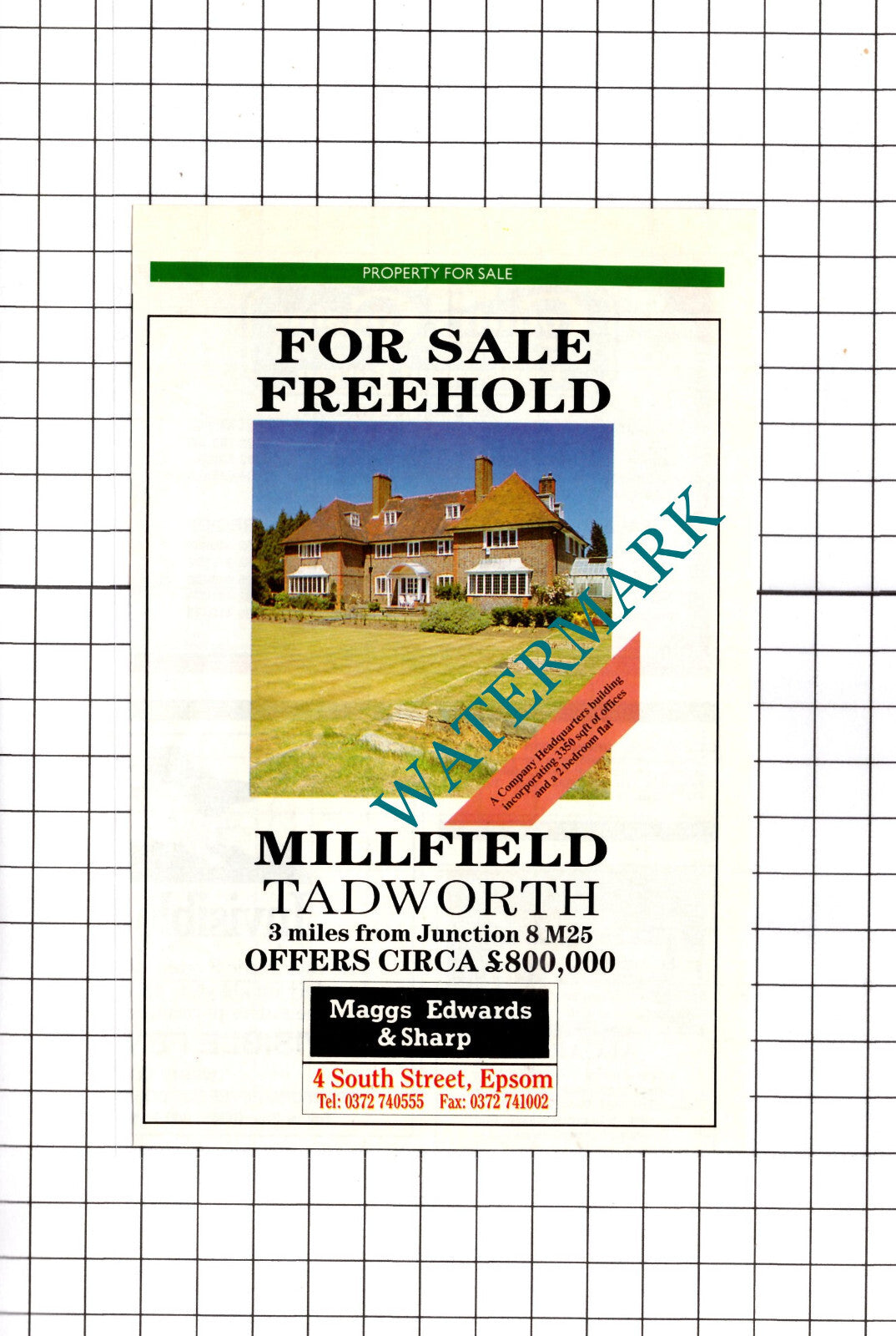 Millfield Tadworth House Sale ADVERT - 1994 Clipping / Print