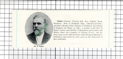 Samuel Taylor Oak Lea Stockport / Frederick Womersley -   c.1905 Clipping
