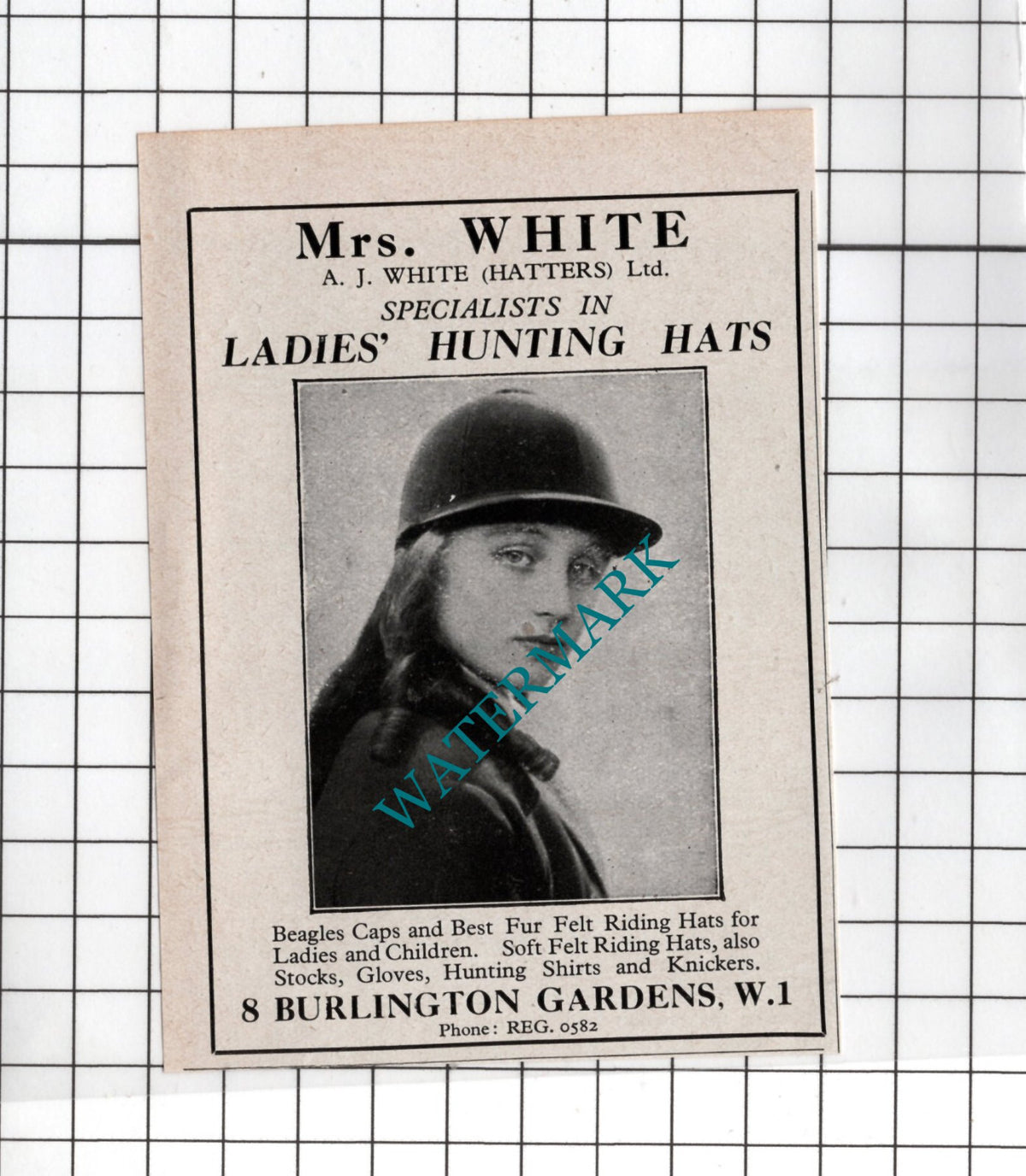 A J White Hatters Ltd 8 Burlington Gardens London Mrs White - 1942 Small Advert