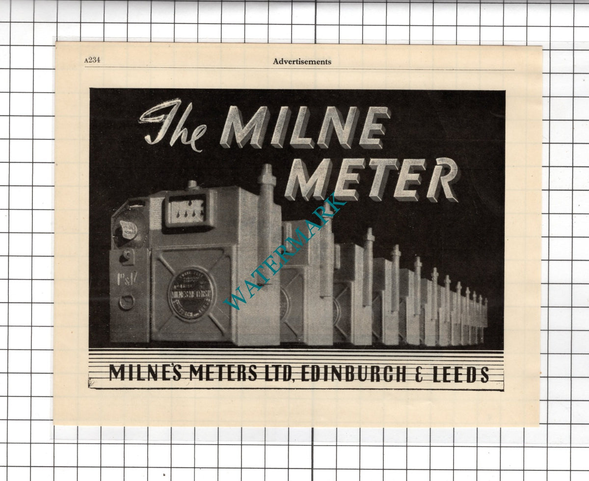 Milne's Meters Ltd Edinburgh / John Rigby & Sons Ltd Bradford  - 1951 Advert