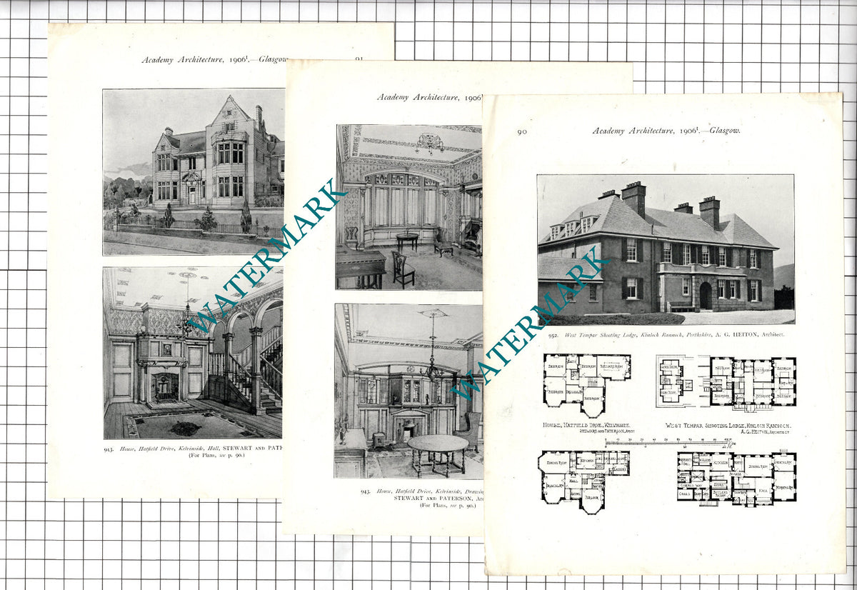 House Hatfield Drive Kelvinside Glasgow Scotland Stewart & Paterson  1906 Prints