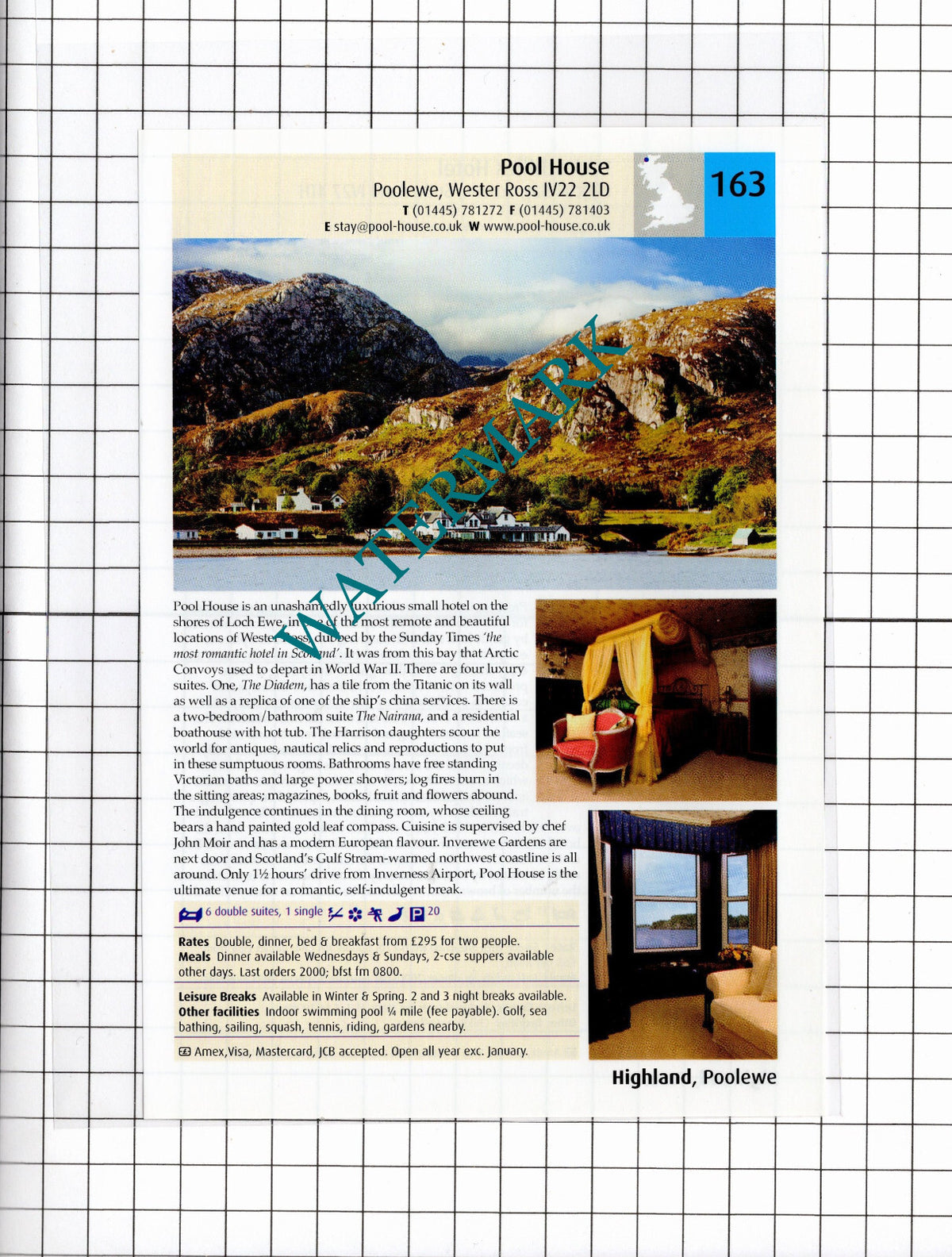 Pool House Poolewe Wester Ross / Eddrachilles Hotel Scourie  -2011 Advert