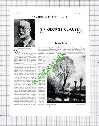 Sir George Clausen Artist      - 1933 Article