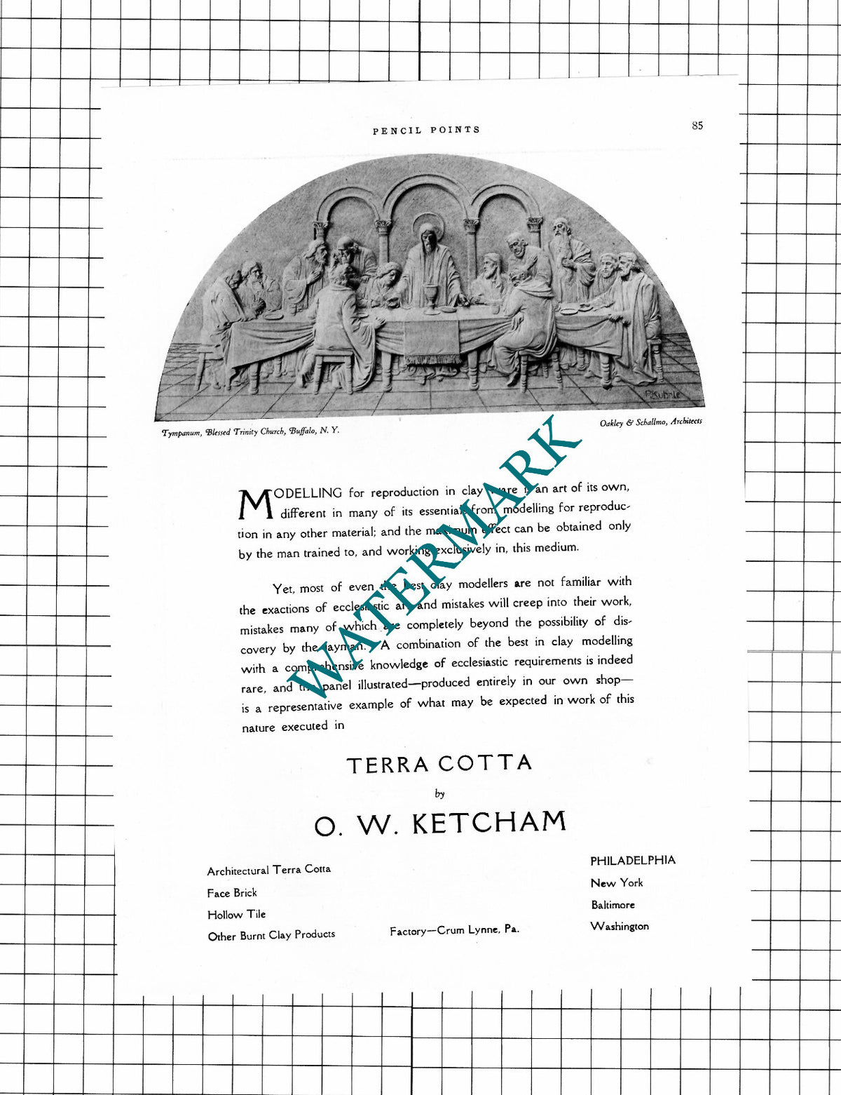 Tympanum Blessed Trinity Church Buffalo New York O W Ketcham   - 1926 Advert