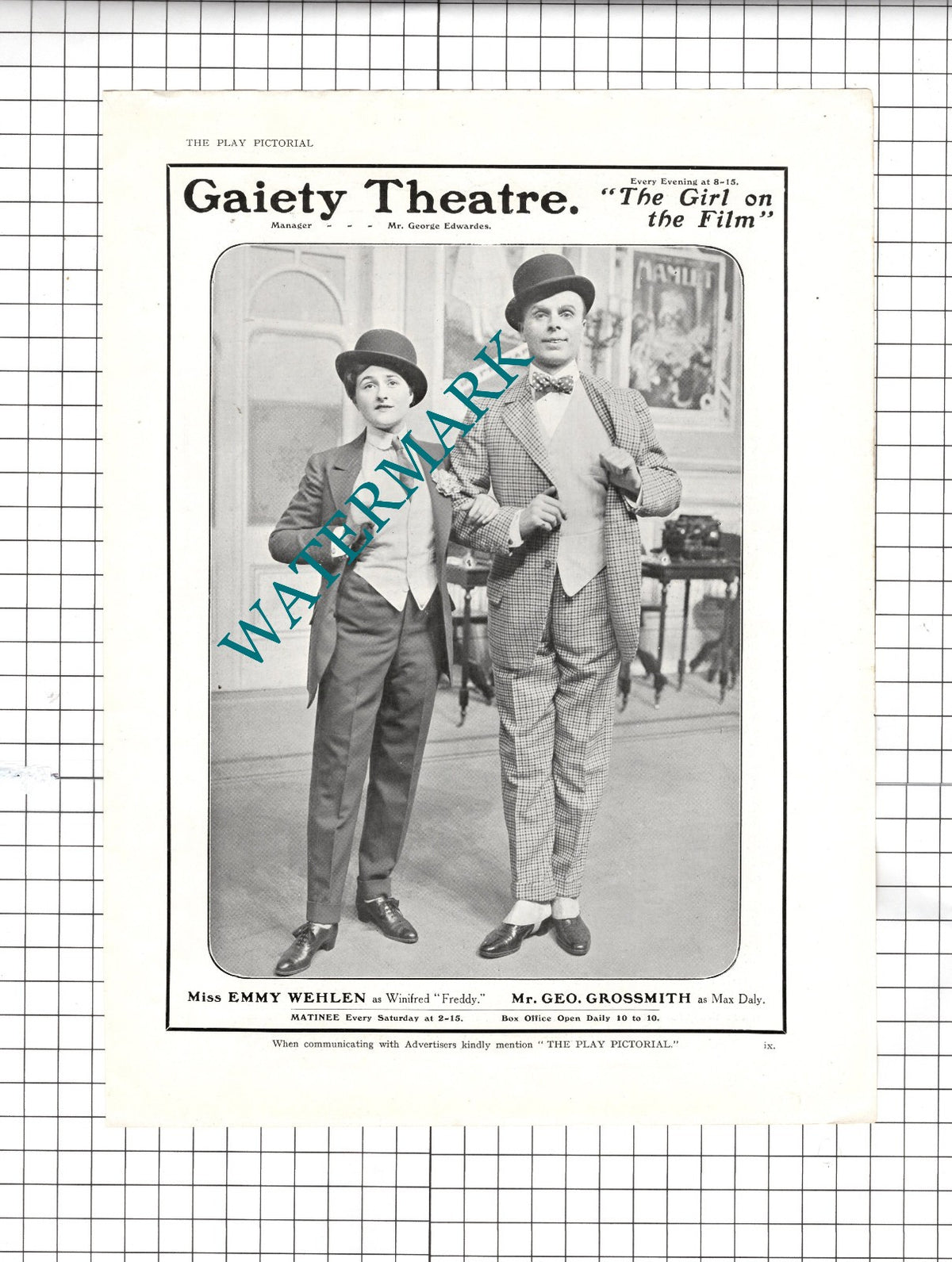 Miss Emmy Wehlen  Actress  Mr George Grossmith Actor - c.1913 Clipping