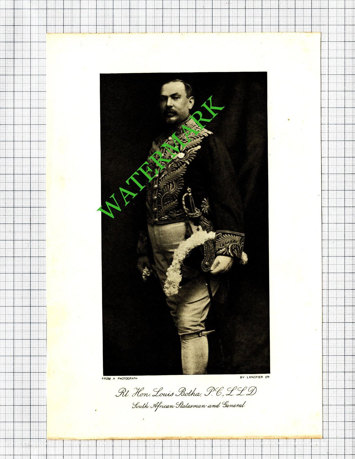 Rt Hon Louis Botha - 1920 Print
